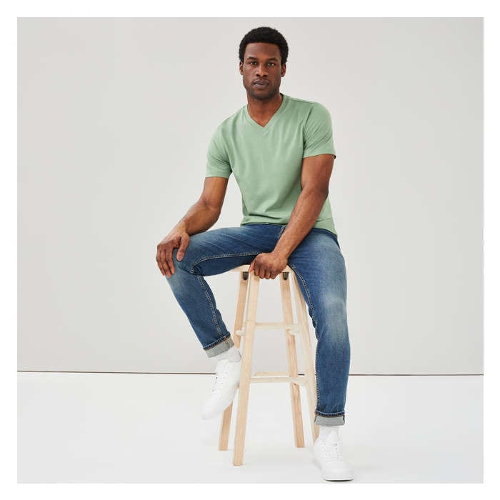 Men's Organic Cotton V-Neck T-Shirt - Light Green
